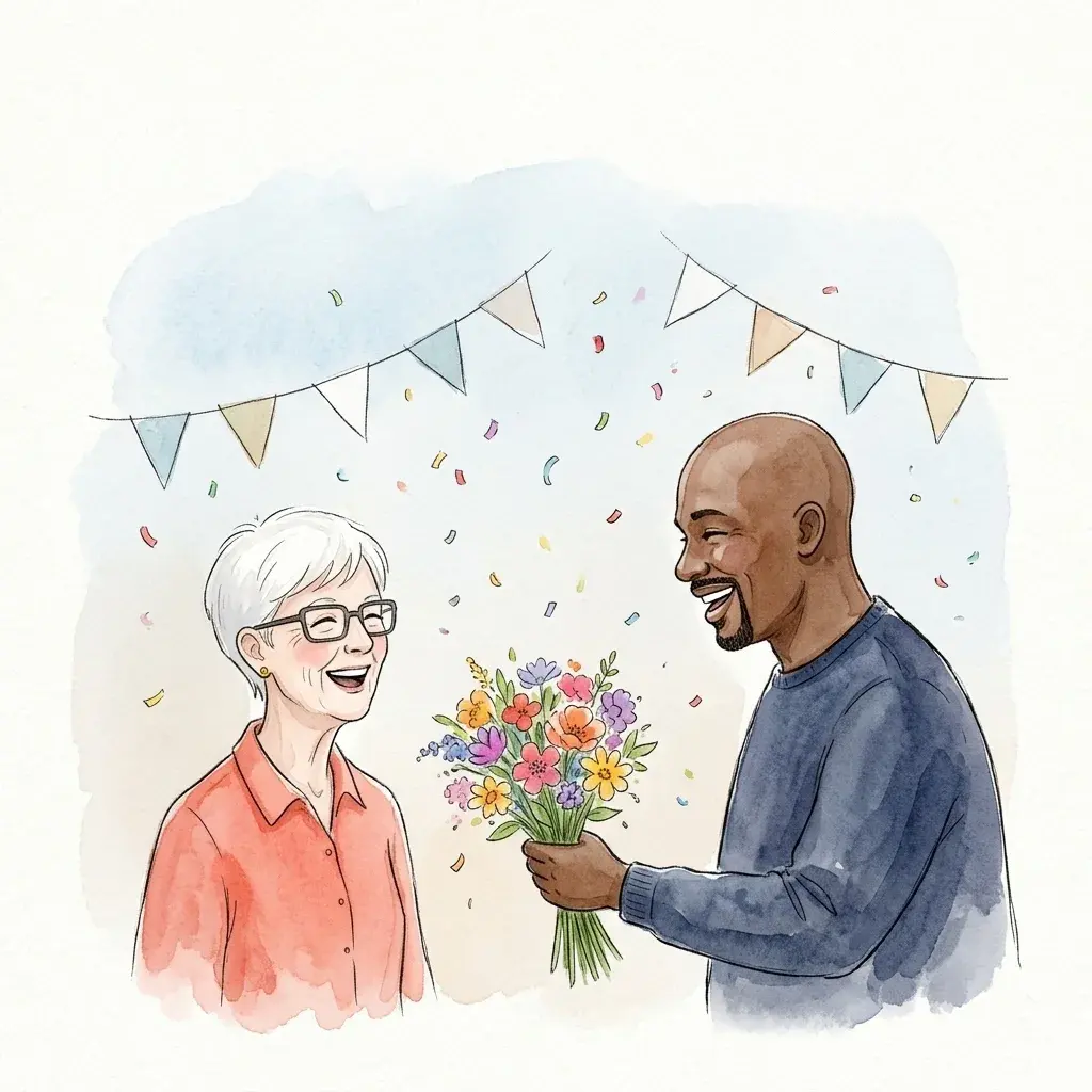 Linda and Femi illustrated on the cover of Reasons We'll Miss You