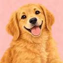 A golden retriever puppy, illustrated
