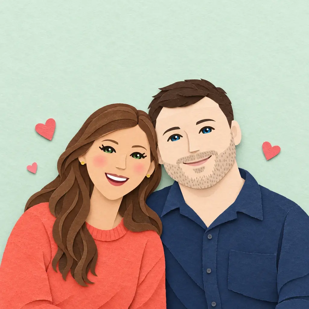 Emma and James illustrated in Paper cut