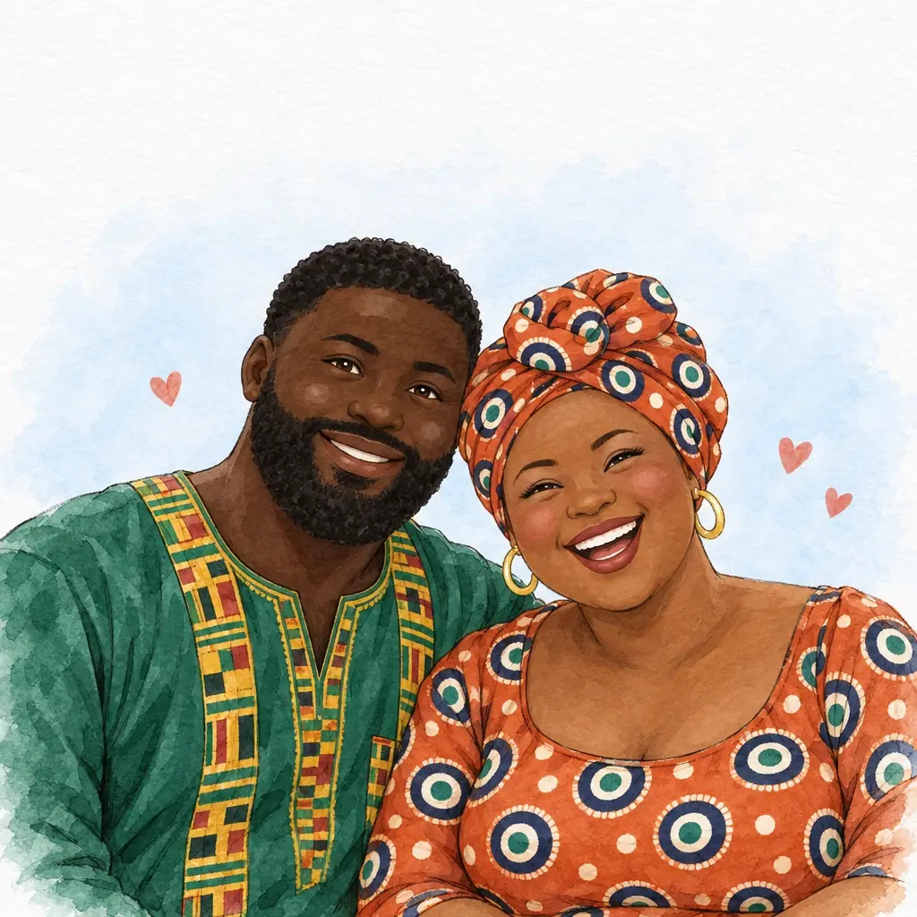 Kofi and Esi, painted in Watercolour