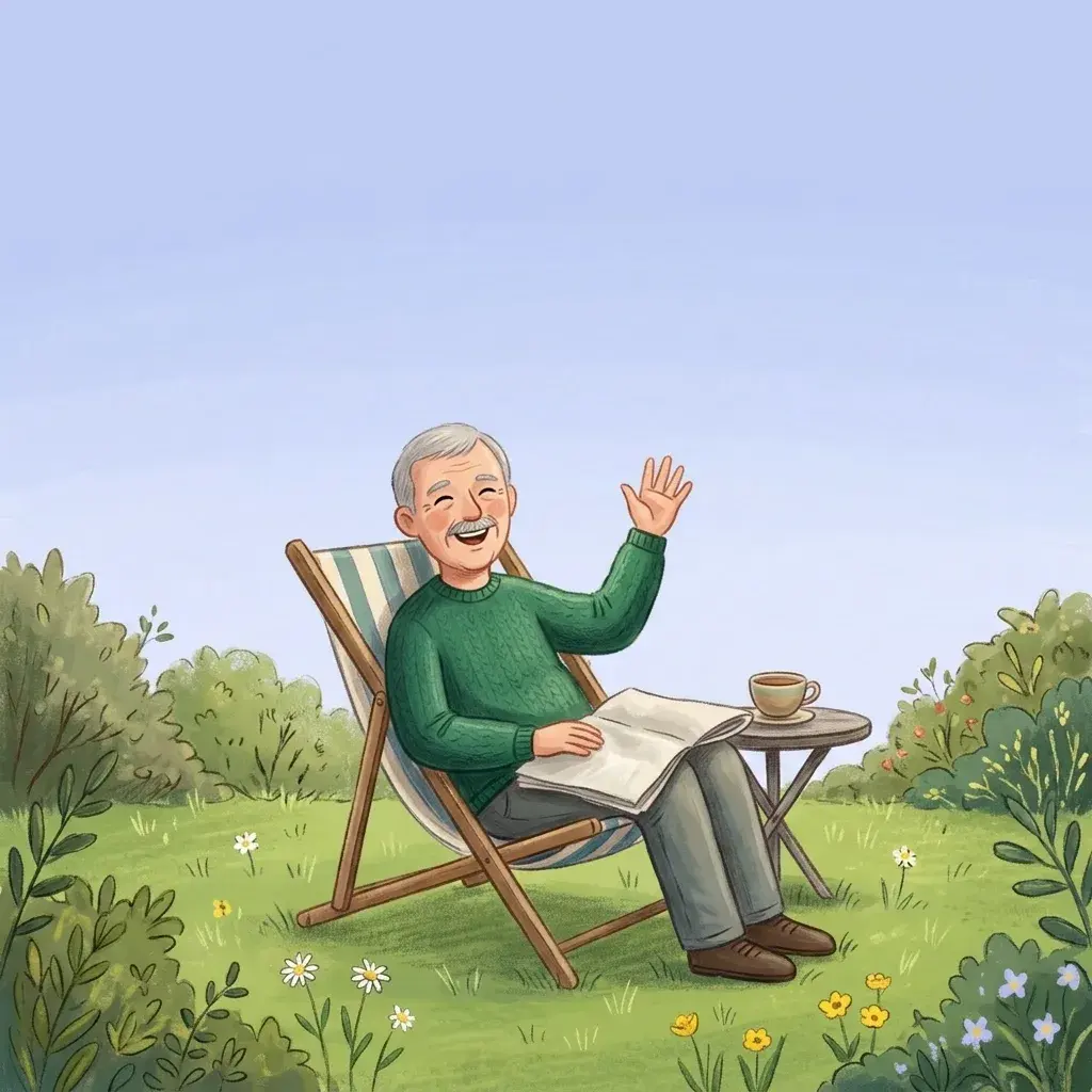 Graham illustrated on the cover of Happy Retirement